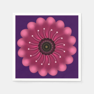 Leuchtende rosa Fantasieblume Abstrakte neonfarb Serviette