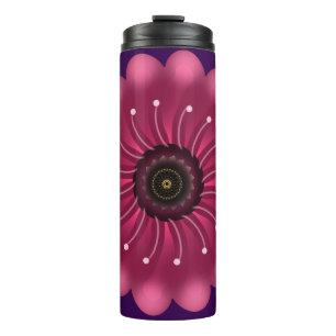 Leuchtende rosa Fantasieblume   Abstrakte neonfarb Thermosbecher