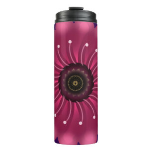Leuchtende rosa Fantasy-Blume Abstrakte neonfarb Thermosbecher