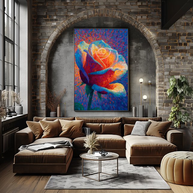 Leuchtende Rose Pointillismus-Blumenkunst Poster (Von Creator hochgeladen)