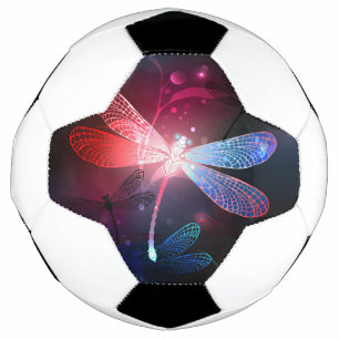 Leuchtende rote Libelle Fußball