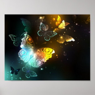 Leuchtende Schmetterlinge und Nachtfalter Poster