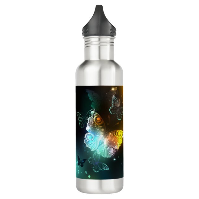 Leuchtende Schmetterlinge und Nachtschmetterlinge Edelstahlflasche (Links)