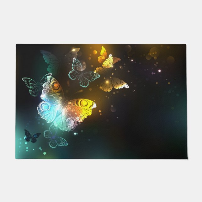 Leuchtende Schmetterlinge und Nachtschmetterlinge Fußmatte (Vorderseite)