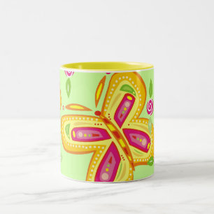 LEUCHTENDE SCHMETTERLINGS-TASSE ZWEIFARBIGE TASSE