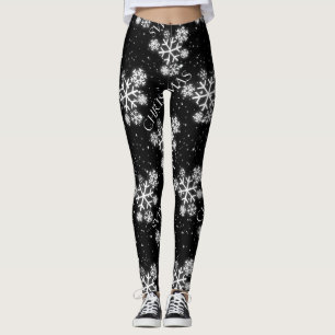 Leuchtende Schneeflocken mit Weihnachtsgrafik auf  Leggings