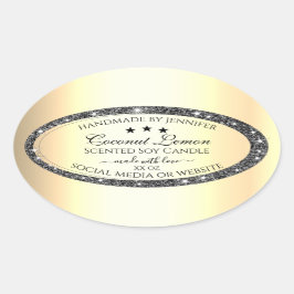 Leuchtende Silber-Glitzer-Gold-Effekt-Produktetike Ovaler Aufkleber
