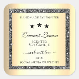 Leuchtende Silber-Glitzer-Gold-Effekt-Produktetike Quadratischer Aufkleber