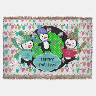 Leuchtende Skaten Pinguine Holiday Throw Decke