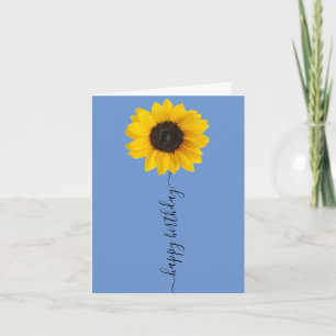 Leuchtende Sonnenblume auf blauer Geburtstagskarte Karte