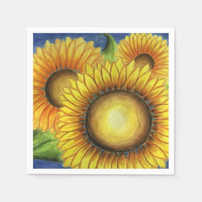 Leuchtende Sonnenblumen-Servietten  Serviette (Vorderseite)