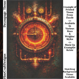 Leuchtende Steampunk-Industrieuhr FG8 Decoupage Seidenpapier