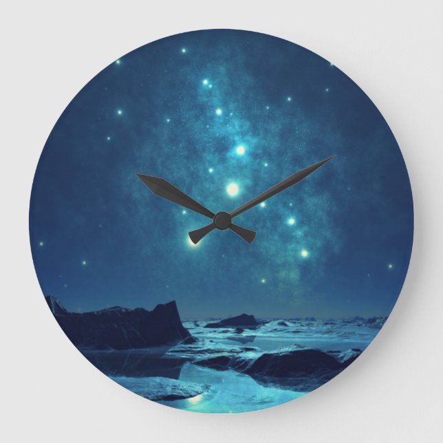 Leuchtende Sterne Große Wanduhr (Vorderseite)