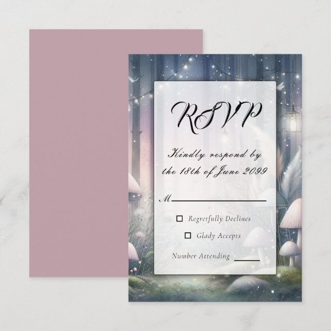Leuchtende Träume verzauberter Wald RSVP Karte (Vorne/Hinten)