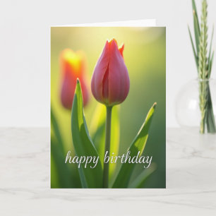 Leuchtende Tulpen-Geburtstagskarte Karte