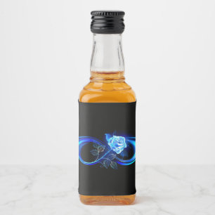 Leuchtende Unendlichkeit mit blauer Rose Alkoholflaschenetikett