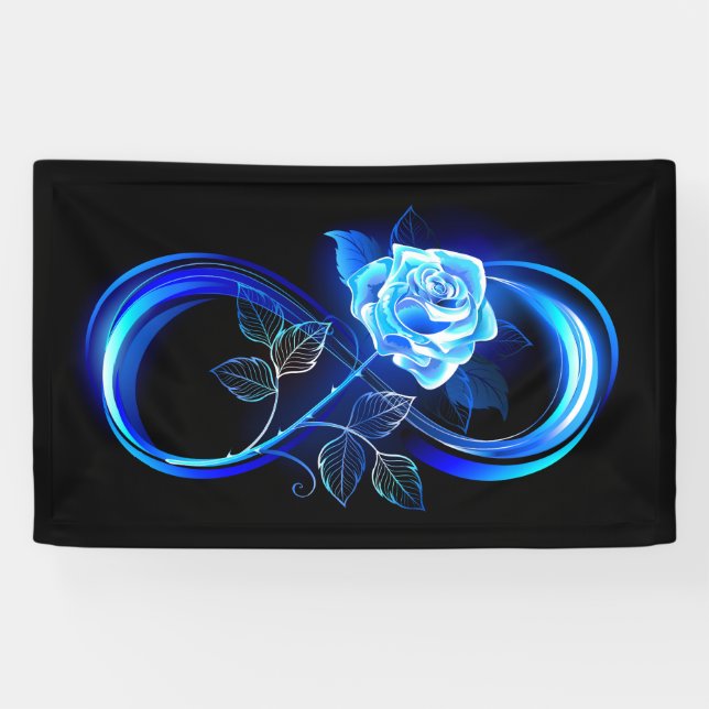 Leuchtende Unendlichkeit mit blauer Rose Banner (Horizontal)