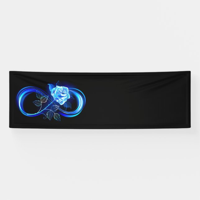 Leuchtende Unendlichkeit mit blauer Rose Banner (Horizontal)