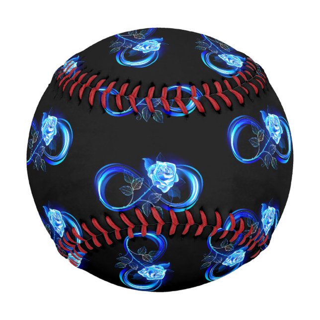 Leuchtende Unendlichkeit mit blauer Rose Baseball (Vorderseite)