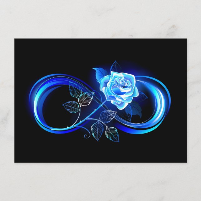 Leuchtende Unendlichkeit mit blauer Rose Begleitkarte (Vorderseite)
