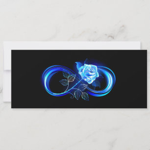 Leuchtende Unendlichkeit mit blauer Rose Feiertagskarte