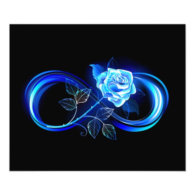 Leuchtende Unendlichkeit mit blauer Rose Fotodruck (Vorne)