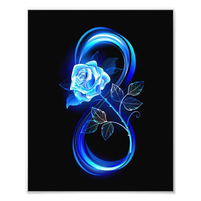 Leuchtende Unendlichkeit mit blauer Rose Fotodruck (Vorne)