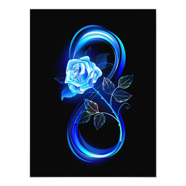 Leuchtende Unendlichkeit mit blauer Rose Fotodruck (Vorne)