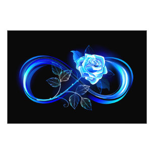 Leuchtende Unendlichkeit mit blauer Rose Fotodruck