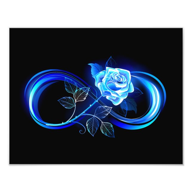 Leuchtende Unendlichkeit mit blauer Rose Fotodruck (Vorne)