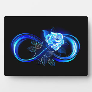 Leuchtende Unendlichkeit mit blauer Rose Fotoplatte