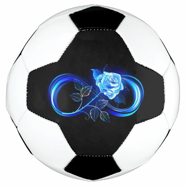 Leuchtende Unendlichkeit mit blauer Rose Fußball (Vorderseite)