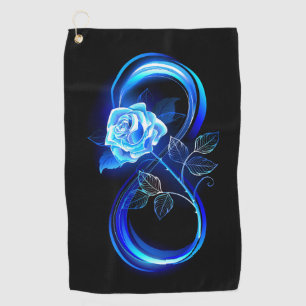 Leuchtende Unendlichkeit mit blauer Rose Golfhandtuch