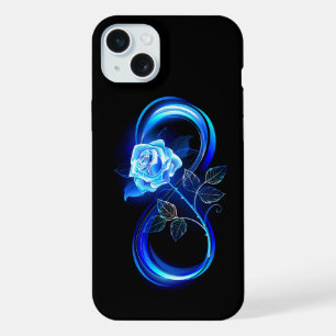 Leuchtende Unendlichkeit mit blauer Rose iPhone 15 Plus Hülle