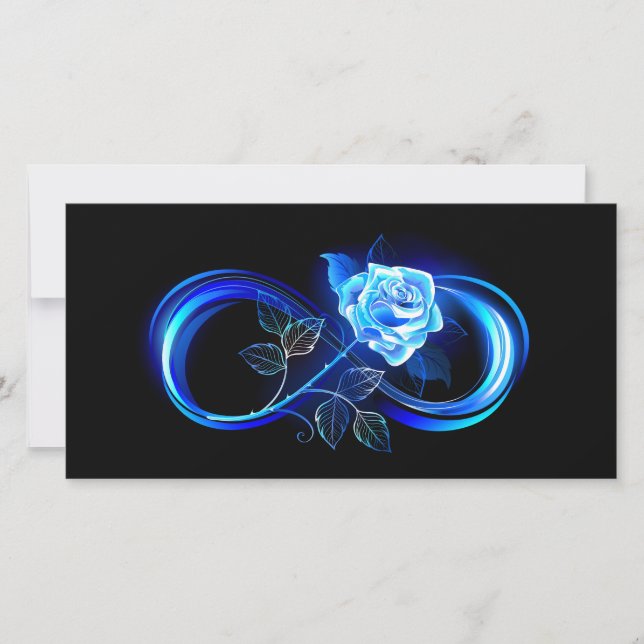 Leuchtende Unendlichkeit mit blauer Rose Karte (Vorderseite)