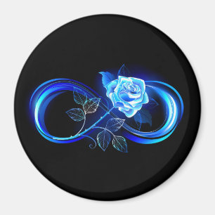 Leuchtende Unendlichkeit mit blauer Rose Magnet