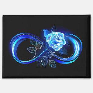 Leuchtende Unendlichkeit mit blauer Rose Magnet