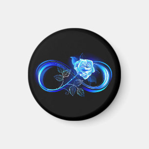 Leuchtende Unendlichkeit mit blauer Rose Magnet