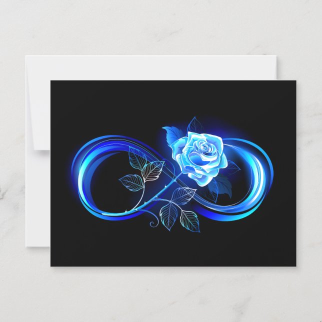 Leuchtende Unendlichkeit mit blauer Rose Magneteinladung (Vorderseite)