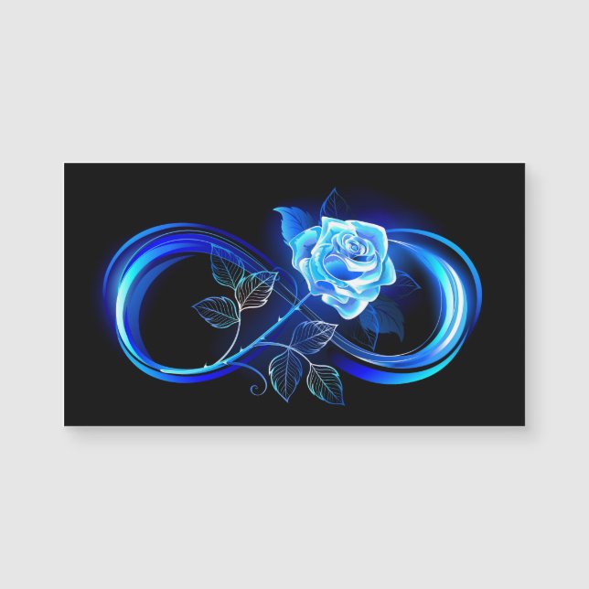 Leuchtende Unendlichkeit mit blauer Rose Magnetkarte (Vorderseite)