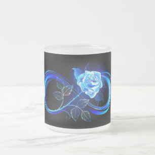 Leuchtende Unendlichkeit mit blauer Rose Mattglastasse