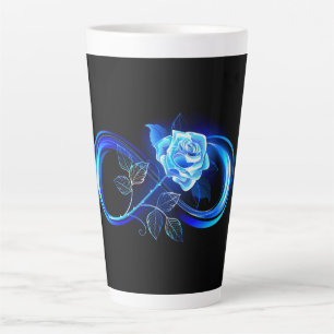 Leuchtende Unendlichkeit mit blauer Rose Milchtasse
