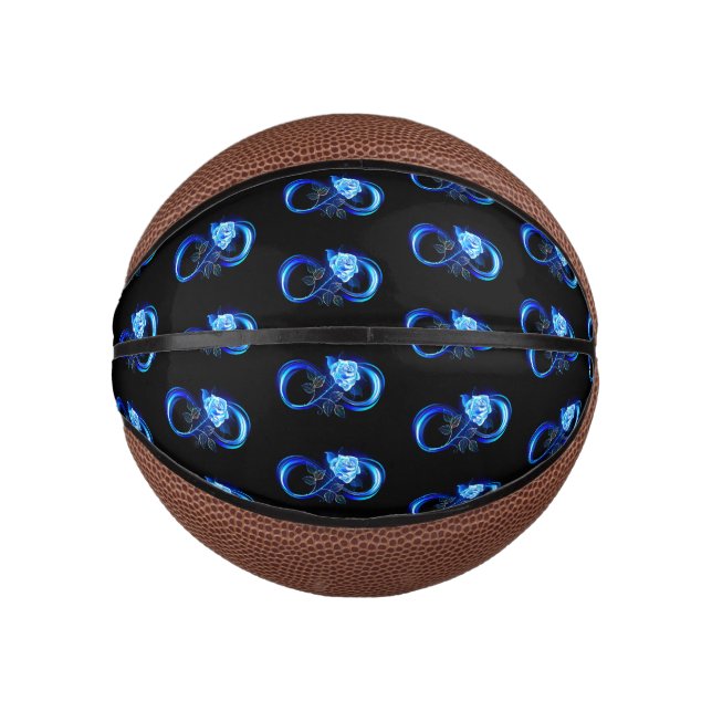 Leuchtende Unendlichkeit mit blauer Rose Mini Basketball (Vorderseite)
