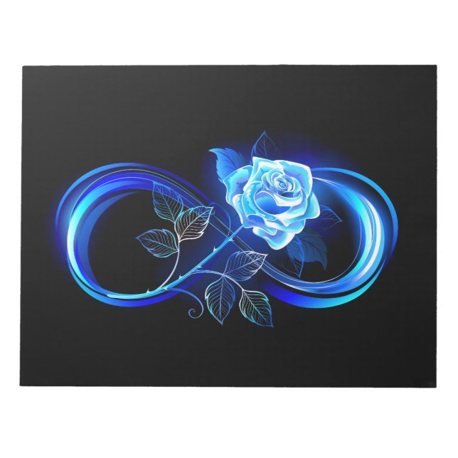 Leuchtende Unendlichkeit mit blauer Rose Notizblock (Vorderseite)