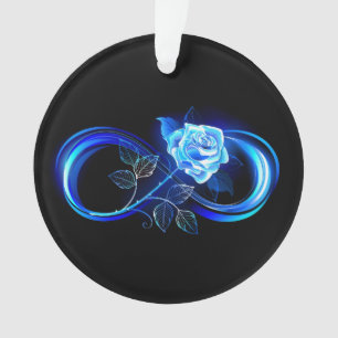 Leuchtende Unendlichkeit mit blauer Rose Ornament