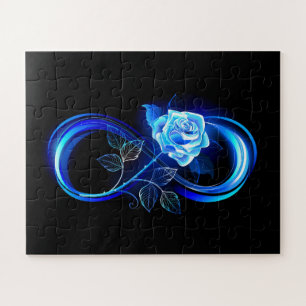 Leuchtende Unendlichkeit mit blauer Rose Puzzle