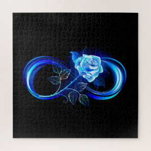 Leuchtende Unendlichkeit mit blauer Rose Puzzle