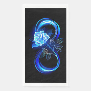 Leuchtende Unendlichkeit mit blauer Rose Serviette