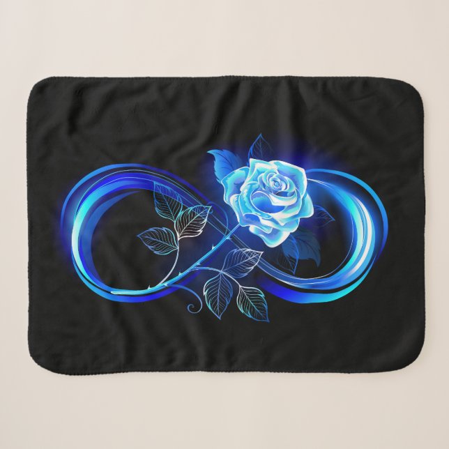 Leuchtende Unendlichkeit mit blauer Rose Sherpadecke (Vorderseite (Horizontal))