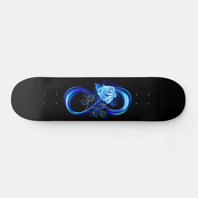 Leuchtende Unendlichkeit mit blauer Rose Skateboard (Horizontal)